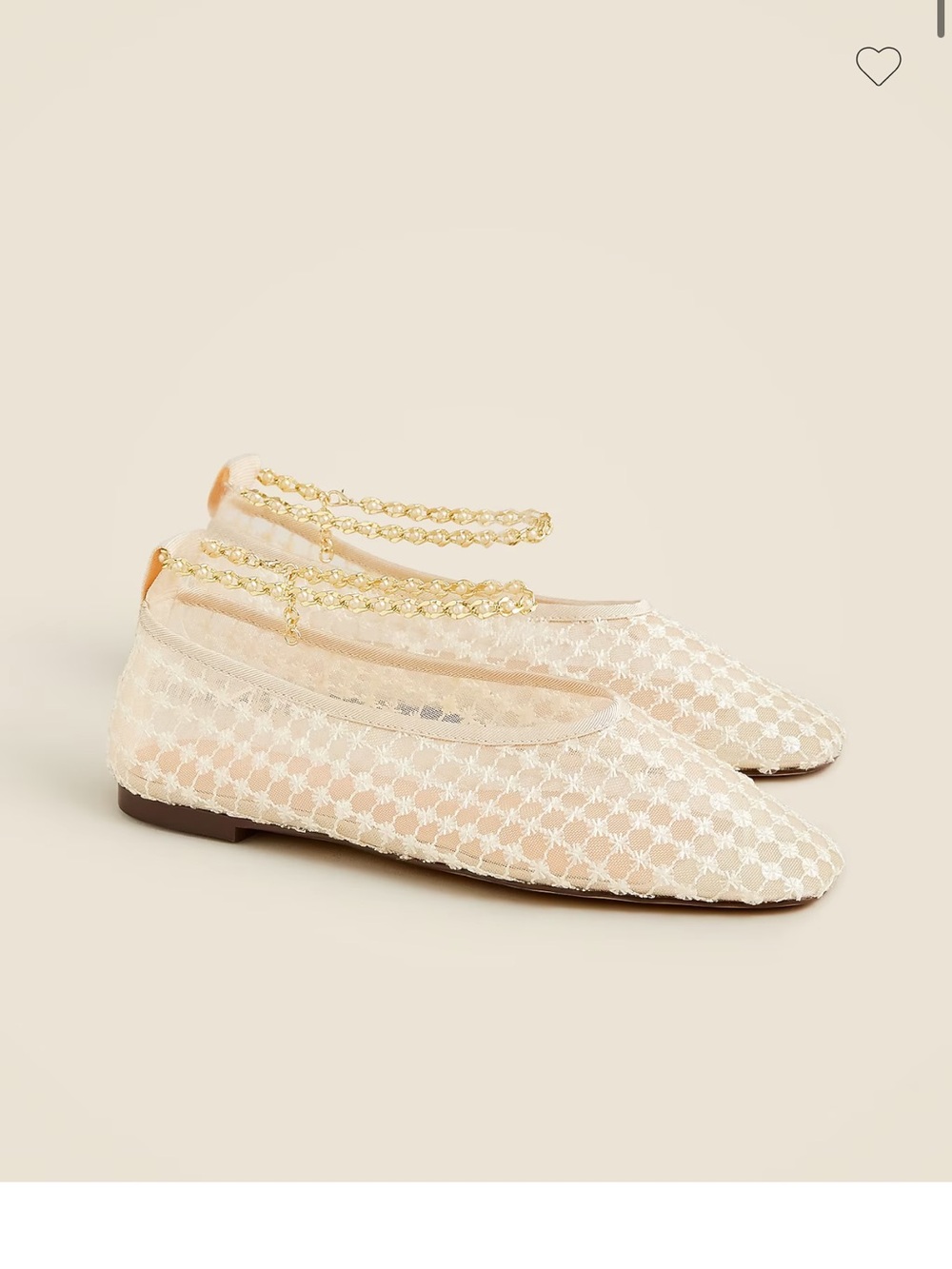 J. Crew Quinn Embellished Ballet Flats in Mesh - Size 8